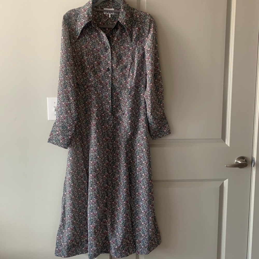 GANNI Floral Shirt Dress